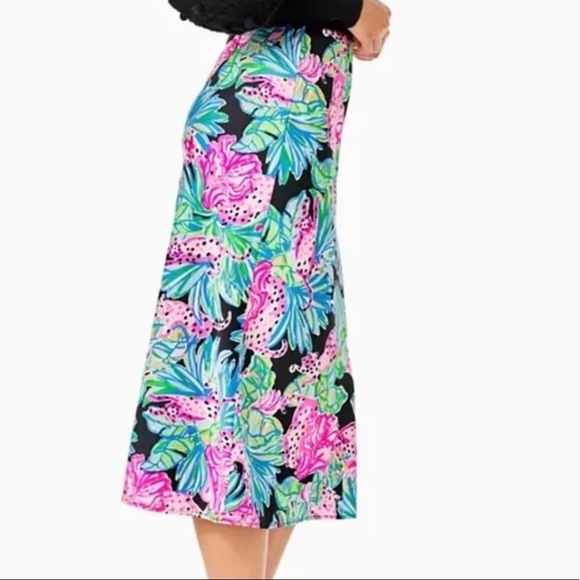 NWT Lilly Pulitzer Cory Skirt in Onyx Jaguar Jungle Print...